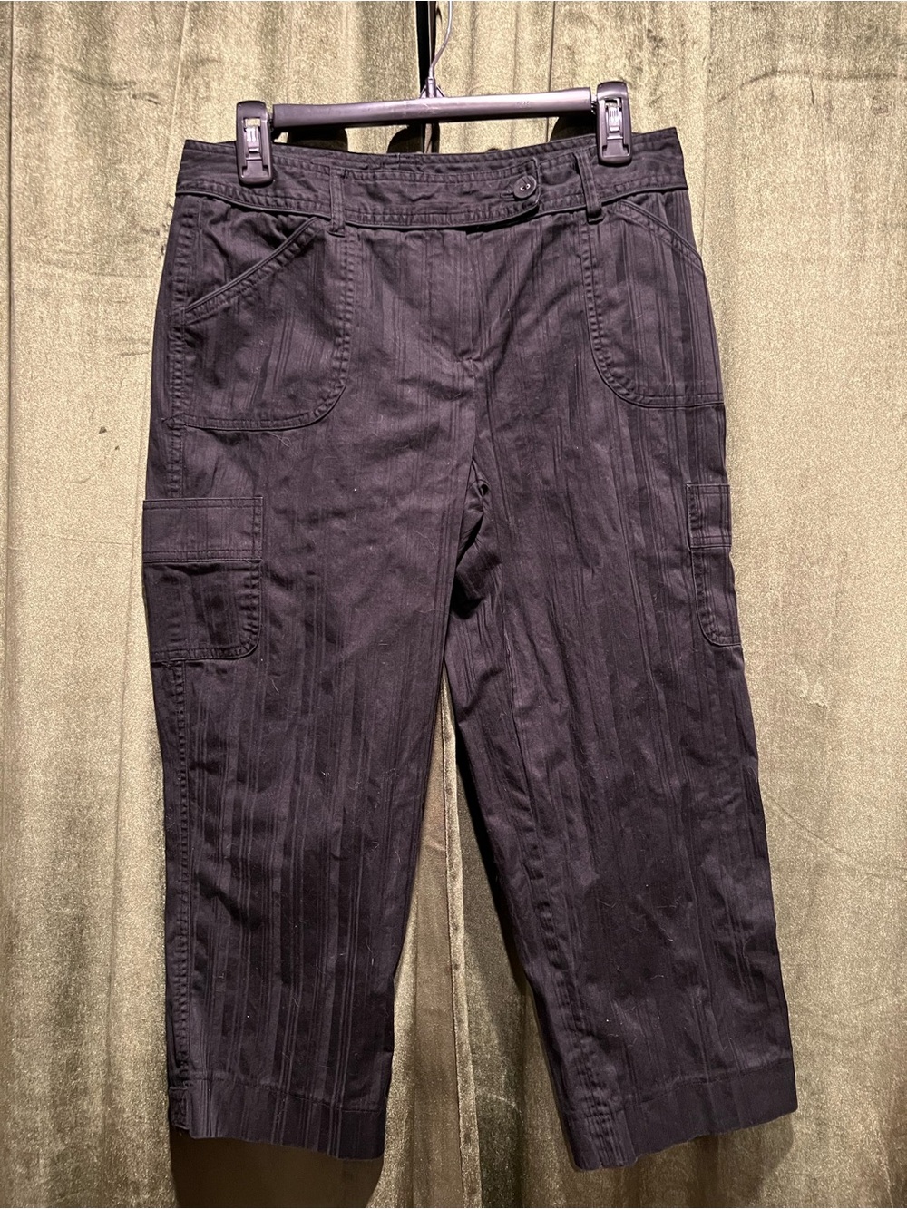 Willi Smith Black Pinstripe Cargo Trousers